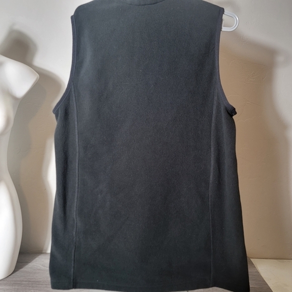 Lands' End Black & Gray Vest Fleece Soft Full Zip S Moc Neck  Soft OEKO-TEX Warm - Picture 2 of 11